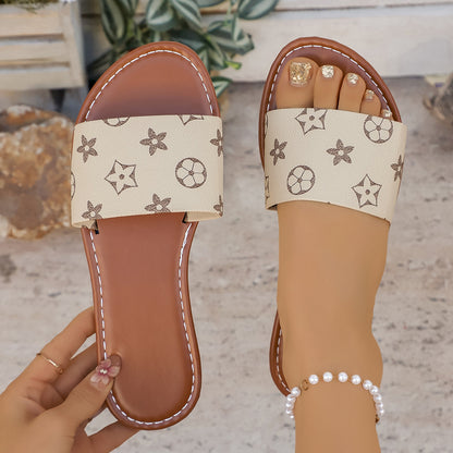 Sandalias planas para mujer, zapatos slip-on cómodos, chanclas de cuero PU