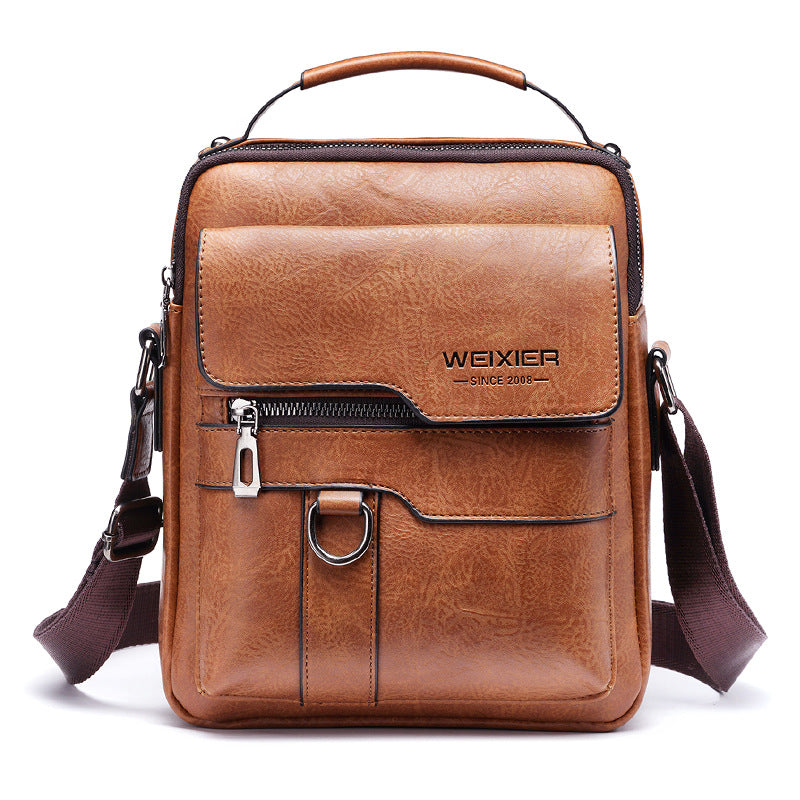 Bolso bandolera de cuero PU unisex, estilo urbano vintage, bolso de gran capacidad para el día a día