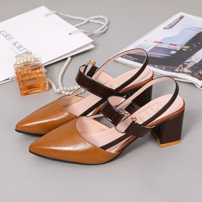 Zapatos de tacón alto de verano para mujer, tacones gruesos franceses.