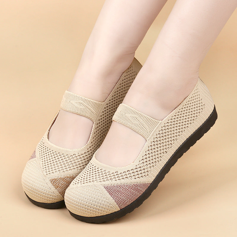 Zapatos de verano cómodos y transpirables de suela blanda para mujer, slip-on de suela plana