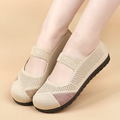 Zapatos de verano cómodos y transpirables de suela blanda para mujer, slip-on de suela plana