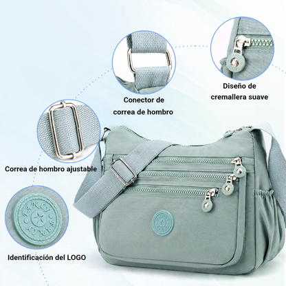 Bolso bandolera de gran capacidad para mujer, tela de nailon, bolso ligero y casual