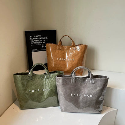 Bolso tote de gran capacidad en color liso para mujer, bolsa de mano de PVC transparente impermeable y de moda