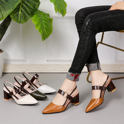 Zapatos de tacón alto de verano para mujer, tacones gruesos franceses.