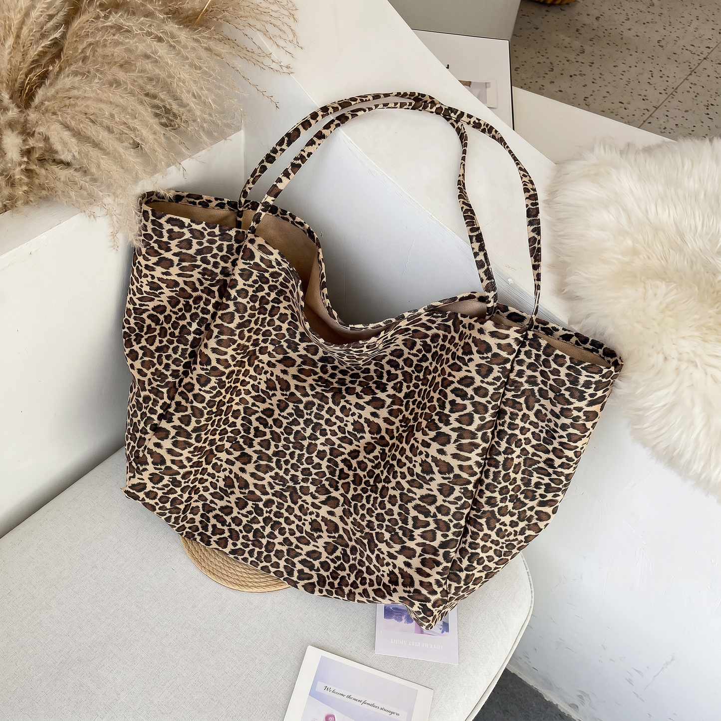 Bolso Shopper de Leopardo para Mujer: Gran Capacidad, Bolso de Hombro Elegante y Moderno