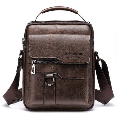 Bolso bandolera de cuero PU unisex, estilo urbano vintage, bolso de gran capacidad para el día a día
