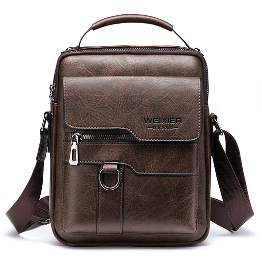 Bolso bandolera de cuero PU unisex, estilo urbano vintage, bolso de gran capacidad para el día a día