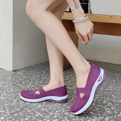 Zapatillas Deportivas Ligeras de Malla Transpirable para Mujer – Sin Cordones, Suela Plana, Comodidad Total
