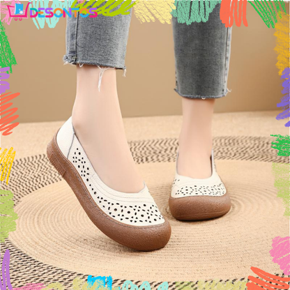 Zapatos de cuero holgados con punta redonda