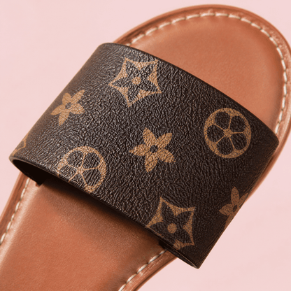 Sandalias planas para mujer, zapatos slip-on cómodos, chanclas de cuero PU