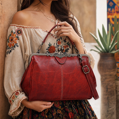 Elegante Bolso Retro de Mujer en Cuero Sintético, Bolso de Hombro y Bandolera de Gran Capacidad