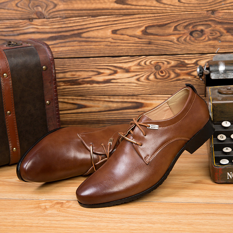 Zapatos casuales de cuero con cordones para hombre