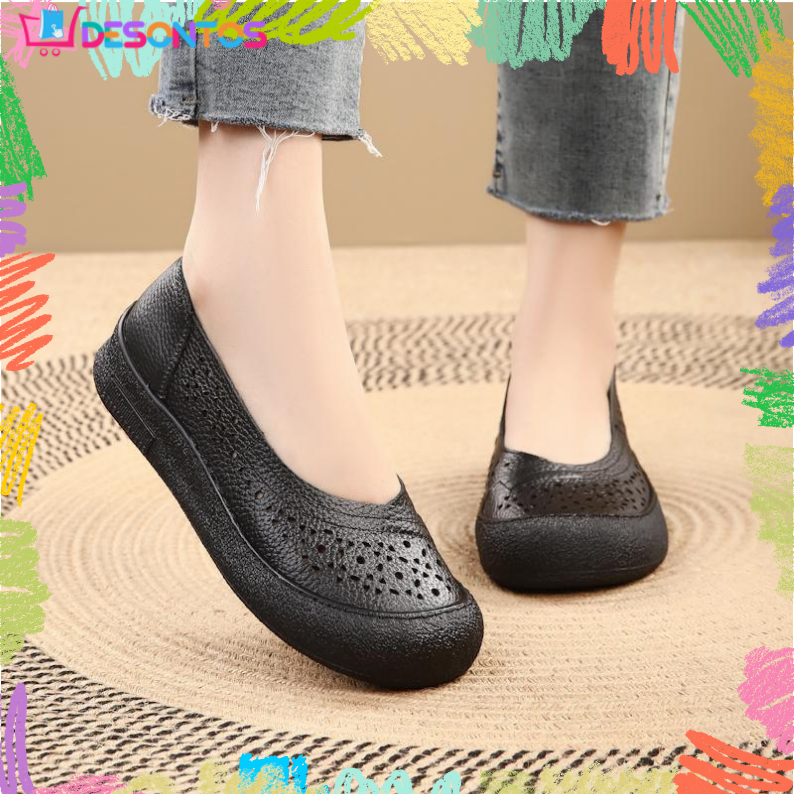 Zapatos de cuero holgados con punta redonda