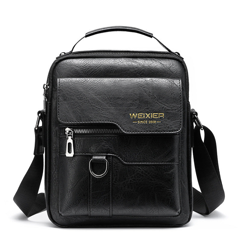 Bolso bandolera de cuero PU unisex, estilo urbano vintage, bolso de gran capacidad para el día a día
