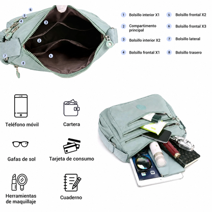 Bolso bandolera de gran capacidad para mujer, tela de nailon, bolso ligero y casual