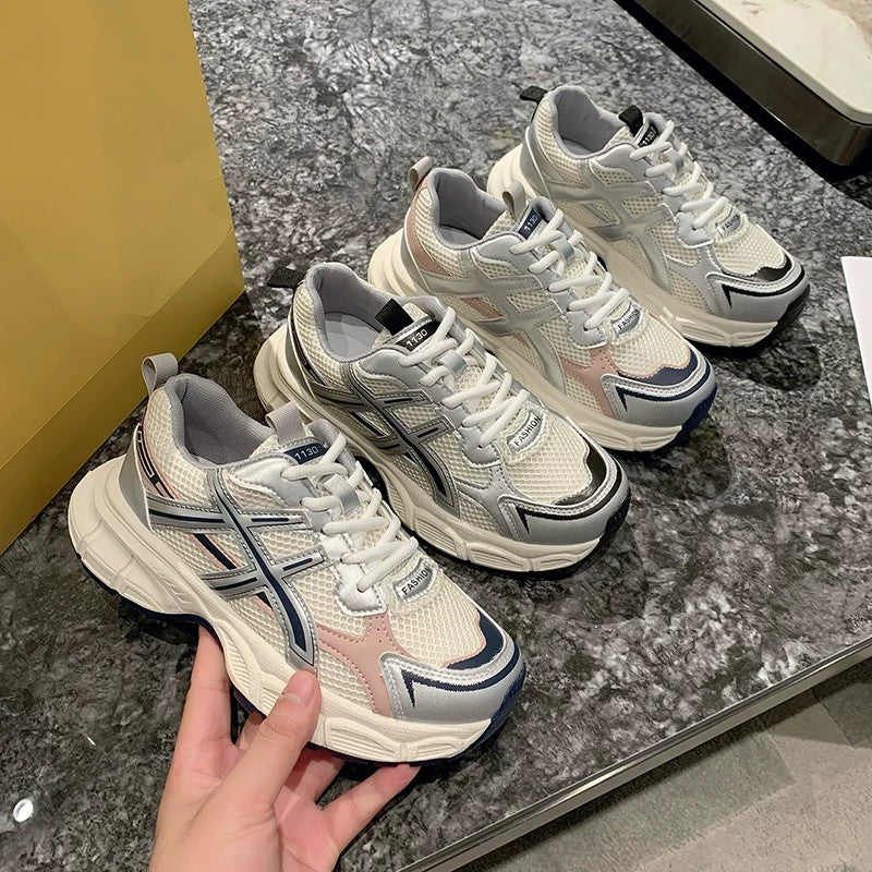 Zapatillas de running transpirables y ligeras para mujer, calzado casual versátil de suela gruesa