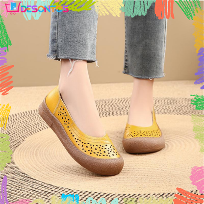 Zapatos de cuero holgados con punta redonda