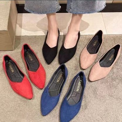 Zapatos de moda para mujer con punta en pico y suela plana, slip-on cómodo de suela blanda