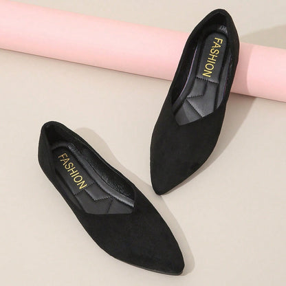 Zapatos de moda para mujer con punta en pico y suela plana, slip-on cómodo de suela blanda