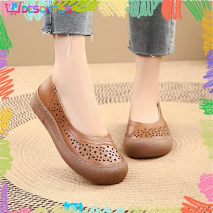 Zapatos de cuero holgados con punta redonda