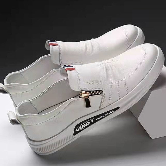 Zapatos casuales de cuero sueltos con cremallera