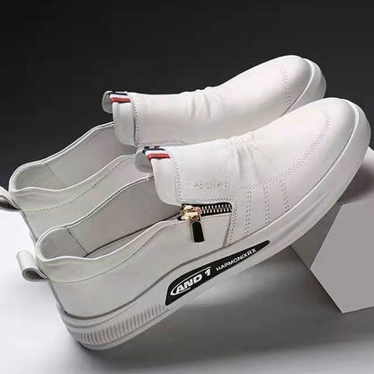 Zapatos casuales de cuero sueltos con cremallera