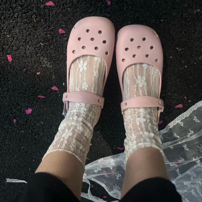 Zuecos de ballet transpirables para mujer, sandalias antideslizantes para el verano.