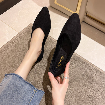 Zapatos de moda para mujer con punta en pico y suela plana, slip-on cómodo de suela blanda