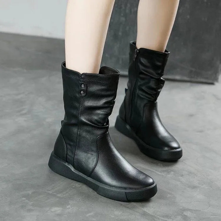 Botas delgadas botas de lana de invierno a media pantorrilla