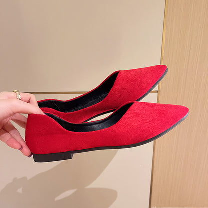 Zapatos de moda para mujer con punta en pico y suela plana, slip-on cómodo de suela blanda