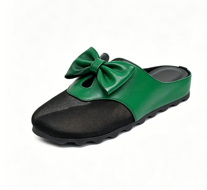Nuevas sandalias deslizantes de cuero suave, malla y lazo