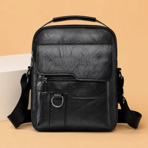 Bolso bandolera de cuero para hombre, bolso vintage de gran capacidad, correa de hombro ajustable