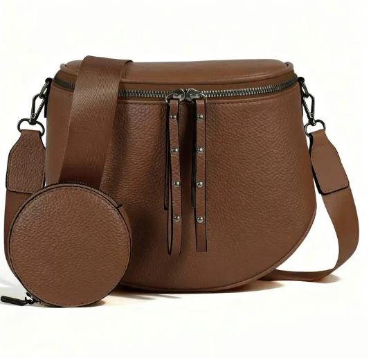 Bolso de hombro de cuero impermeable de gran capacidad para mujer 2026, bolso bandolera portátil y de moda
