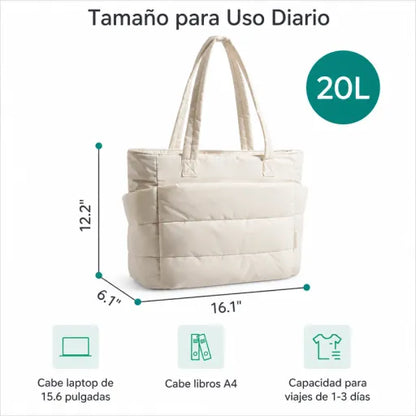 Bolso de mano de gran capacidad para mujer, tote acolchado ligero y de aspecto lujoso