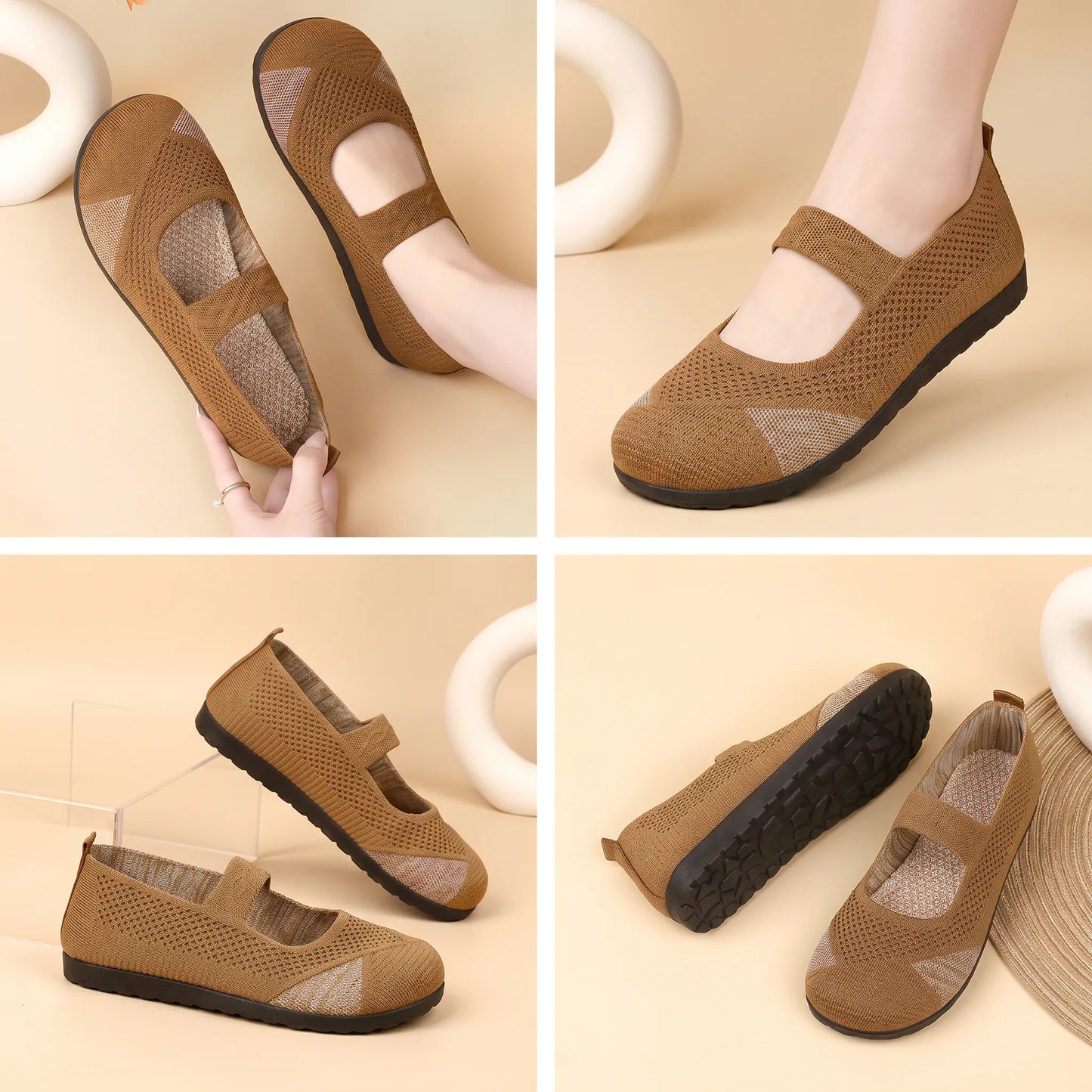 Zapatos de verano cómodos y transpirables de suela blanda para mujer, slip-on de suela plana