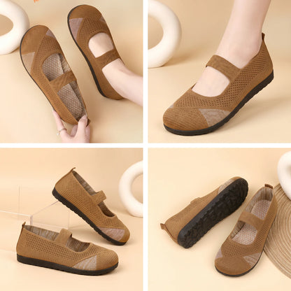 Zapatos de verano cómodos y transpirables de suela blanda para mujer, slip-on de suela plana