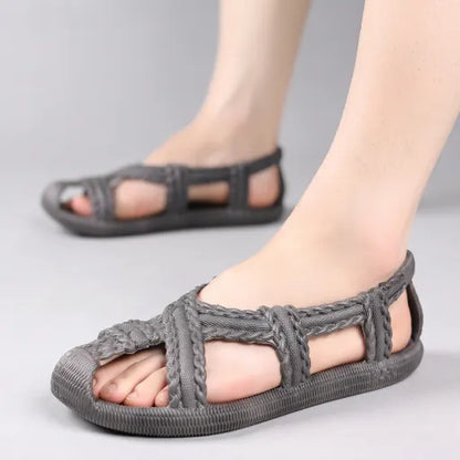 Sandalias de tejido vintage, suela blanda antideslizante, unisex