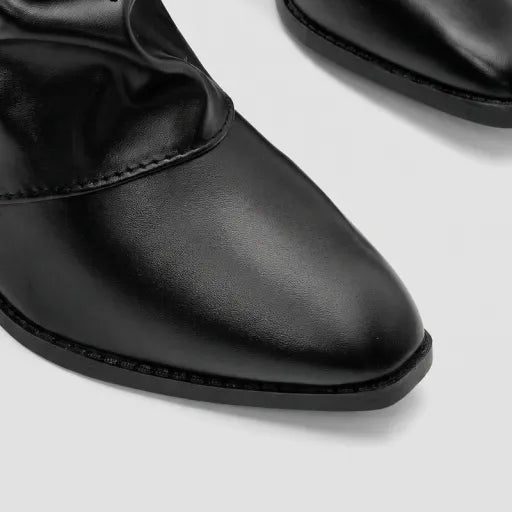 Botas sobre la rodilla para mujer, sin cordones, cuero de alta calidad