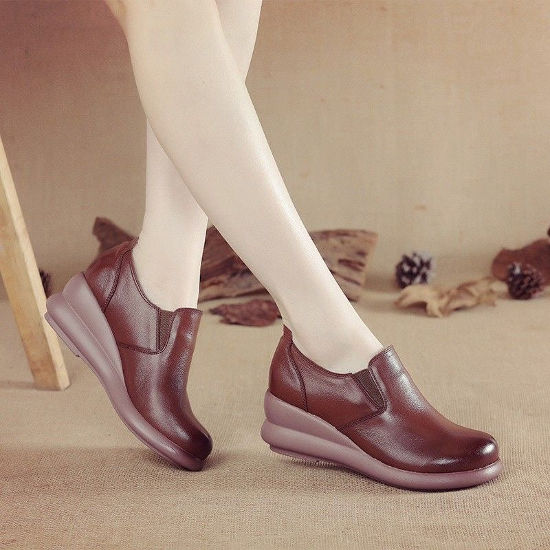 Zapatos de plataforma de piel de vacuno de grano superior