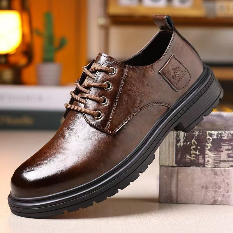 Zapatos retro de piel para hombre con suela blanda