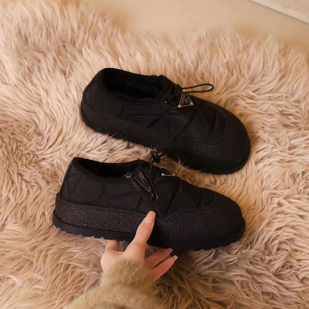 Zapatos casuales forrados de polar con hebilla elástica
