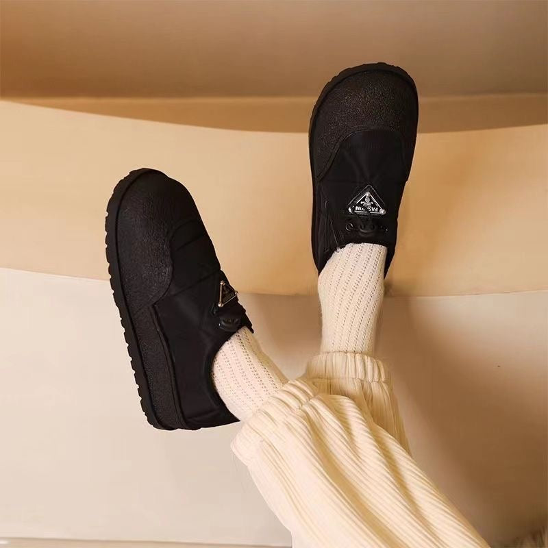 Zapatos casuales forrados de polar con hebilla elástica