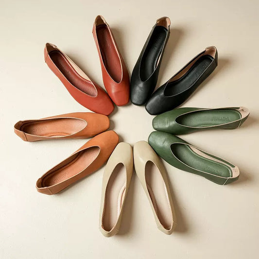 Zapatos de piel con tacón grueso y punta cuadrada para mujer 2025