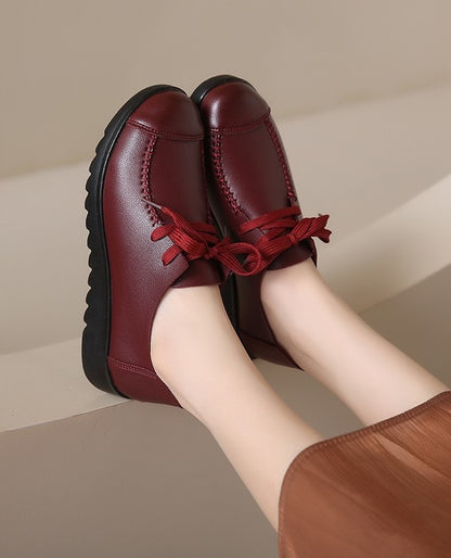Zapatos de piel con cordones para mujer, primavera y otoño 2025