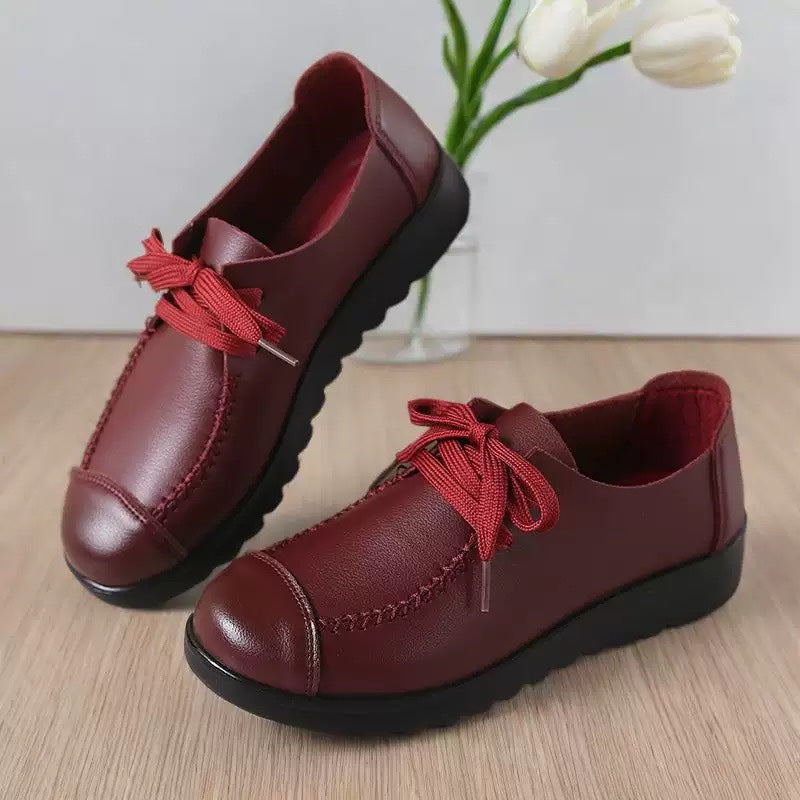 Zapatos de piel con cordones para mujer, primavera y otoño 2025