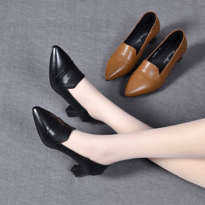 Zapatos de piel con tacón cruzado