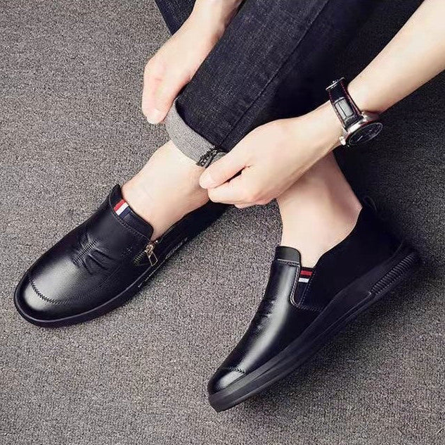 Zapatos casuales de cuero sueltos con cremallera