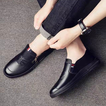 Zapatos casuales de cuero sueltos con cremallera