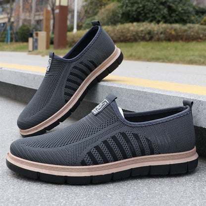Zapatillas deportivas de malla a rayas para hombre