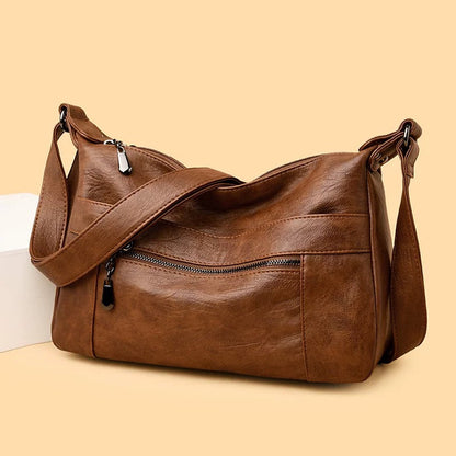 Bolso bandolera de gran capacidad en piel auténtica